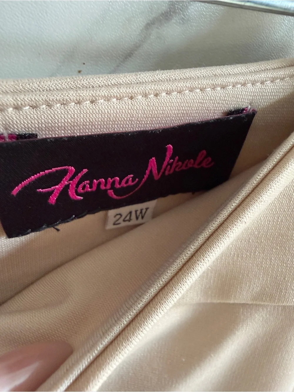 Hanna Nikole Cream Tailored Pencil Skirt Plus Size 24W Stretch Career Office